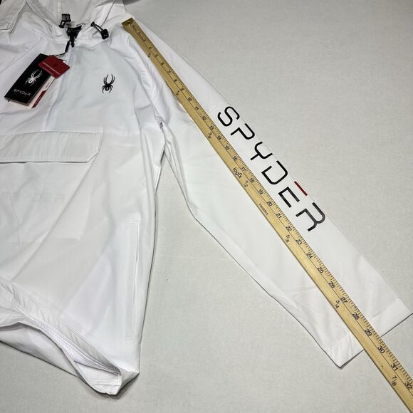 NEW Spyder Active Hoodie Pullover Light Sweatshirt White SPM881RD Men SZ Medium - Picture 14 of 15